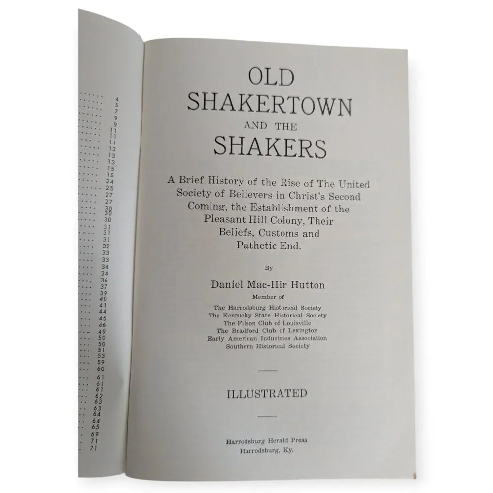 Old Shakertown and the Shakers Booklet Nonfiction Book by Daniel M Hutton